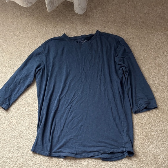 American Eagle Outfitters Dark Blue 3/4 Sleeve Tee - Picture 1 of 3